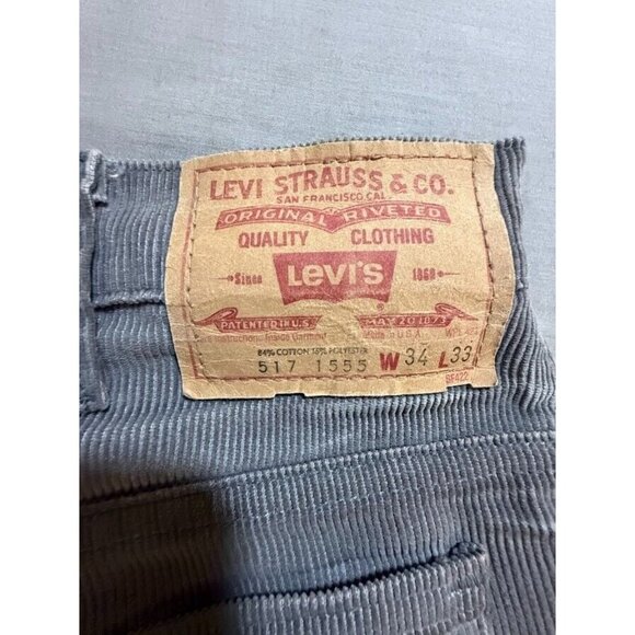 Levi Strauss & CO. 517 1555 Corduroy Jeans Mens 34 Gray Pocketed Men 34X28 USA - Picture 3 of 11